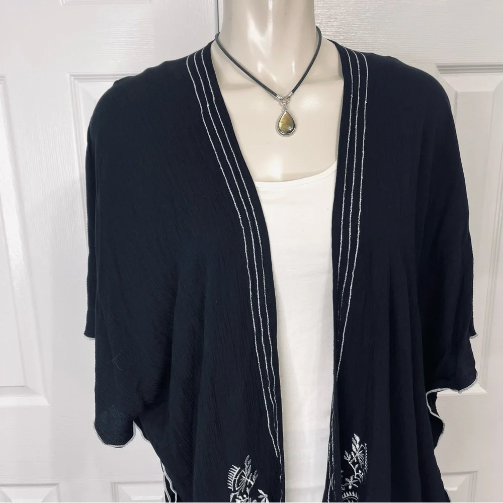 JACKET black LAYERING PIECE floral DRESSY embellished stitching BLACK one size